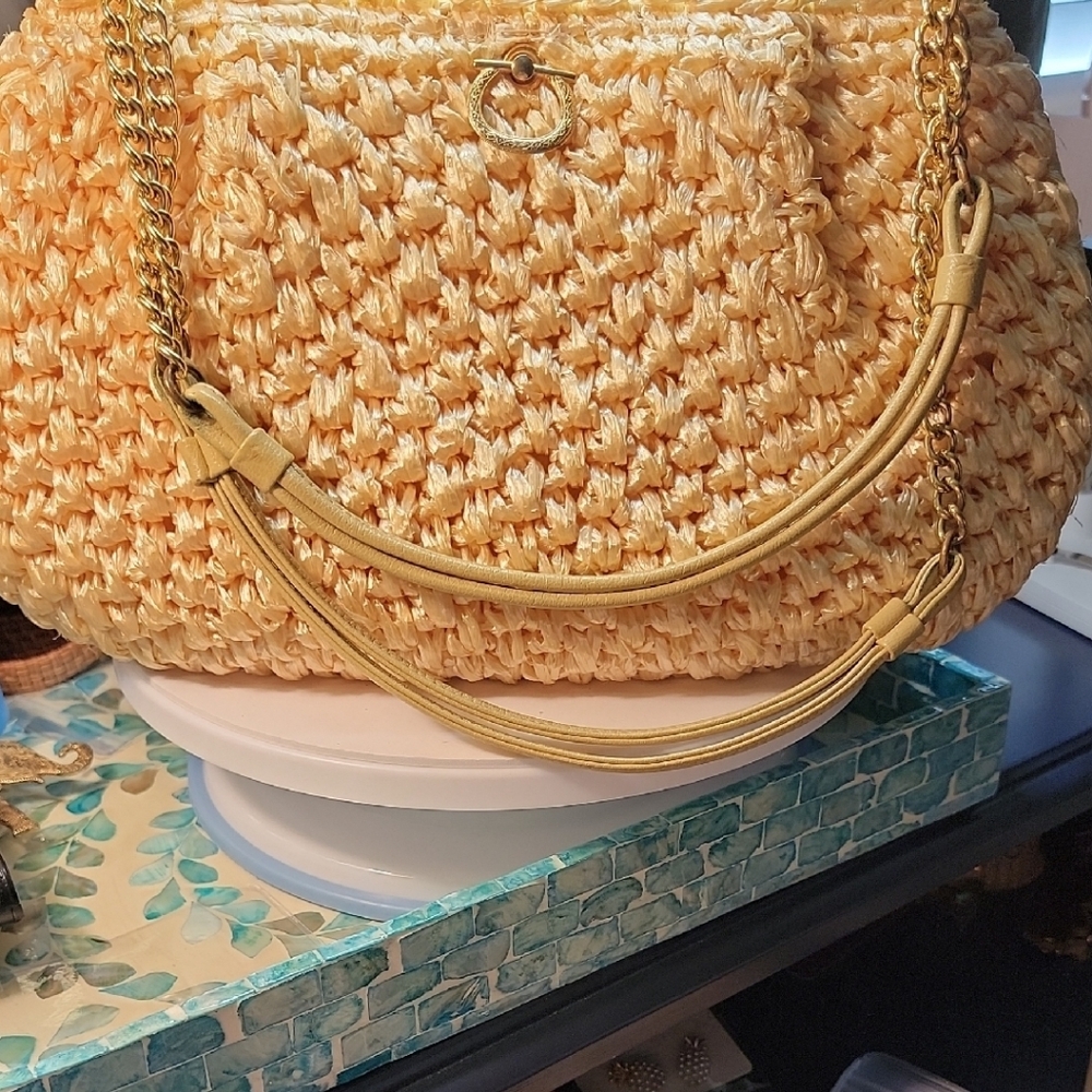 Elegant Gold Woven Handbag